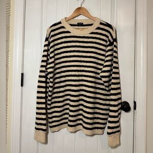 J. Peterman Beige and Black Knit Pullover